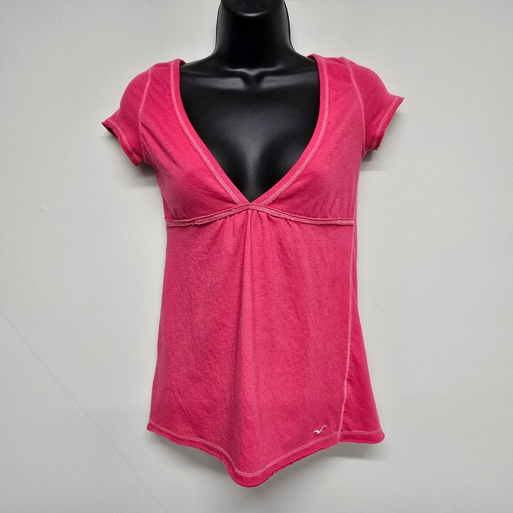 Hollister Babydoll Top Womens M Pink Short Sleeve Y2K Coquette Bella Swan
